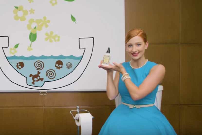 A frame grab of the 'How to Poop at Work' promotional video for Poo-Pourri. (YouTube)