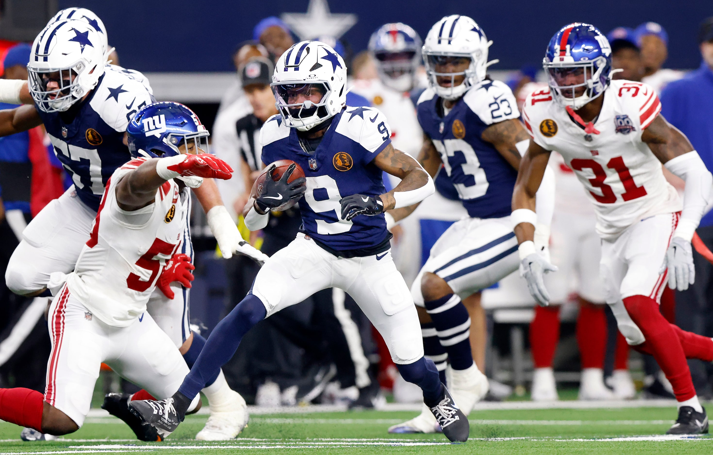 Dallas Cowboys wide receiver KaVontae Turpin (9) makes a move on the New York Giants defense...