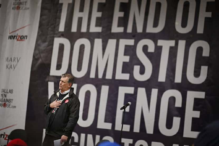 Mayor Mike Rawlings addressed a Men Against Abuse Rally in 2013 as he sought to inspire men...