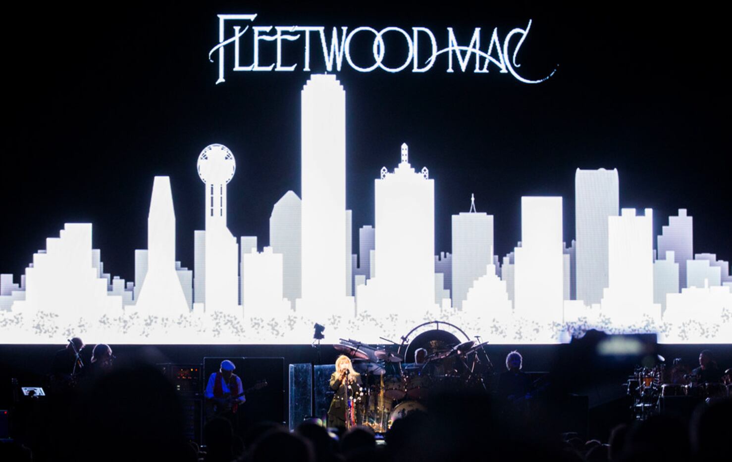 Fleetwood Mac singer Stevie Nicks talks to the audience between songs "The Chain" and...