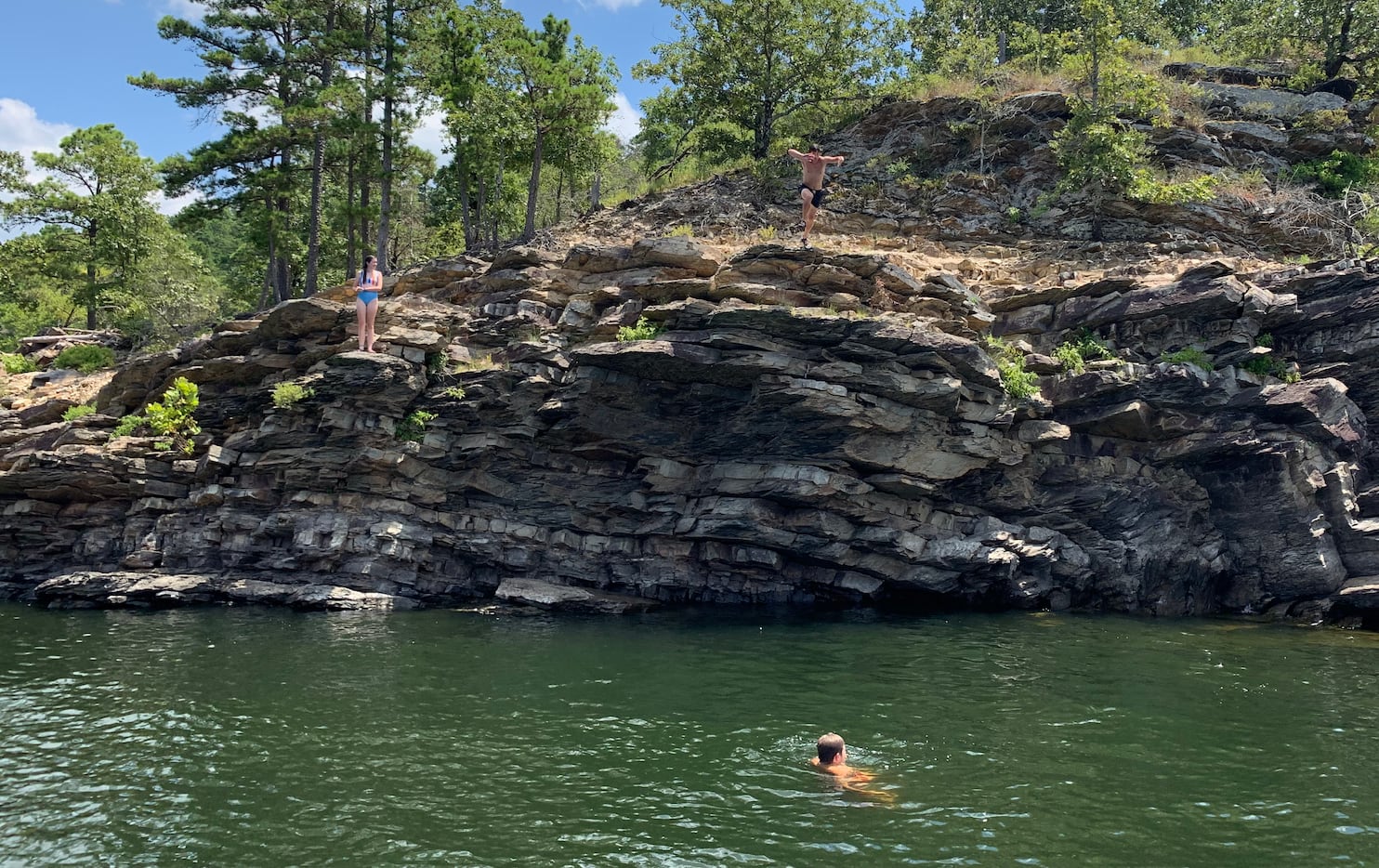 Cooper Damm went cliff-diving during a recent vacation to Beavers Bend State Park.