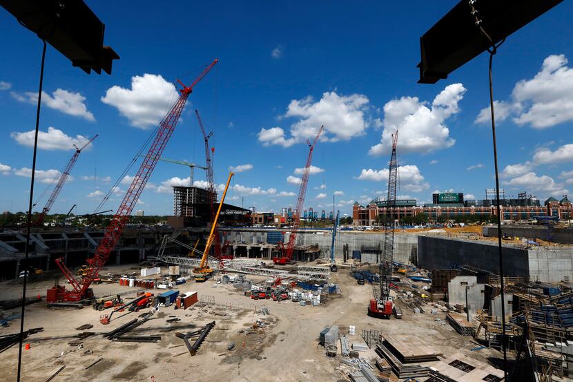Th new Globe Life Field is under construction in Arlington, Texas, Tuesday, September 18,...