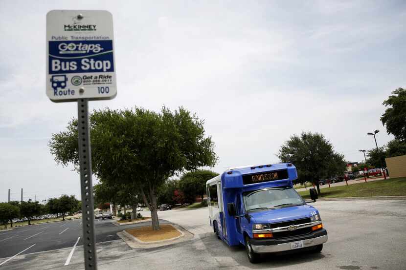  A TAPS Public Transit bus travels along the blue route in McKinney in July 2014. That...