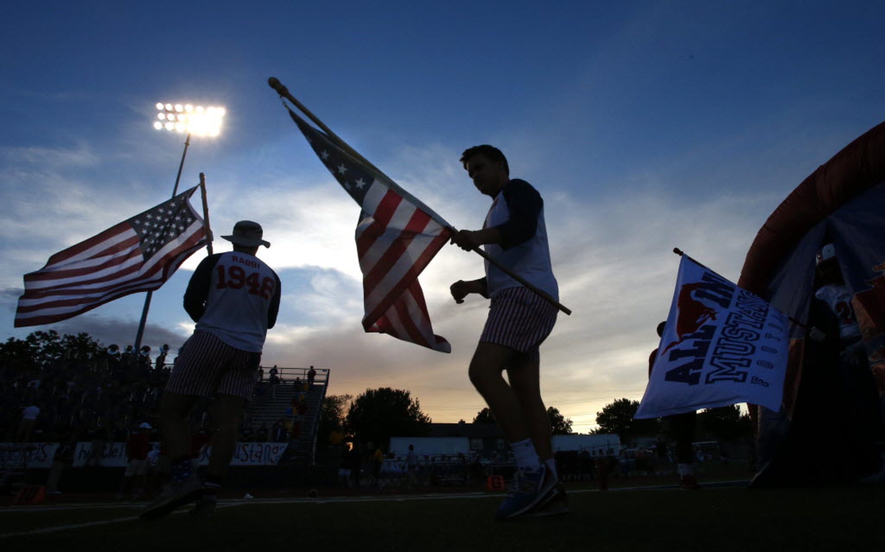 TXHSFB Richardson Pearce gets ready to take the field before the start of their high school...