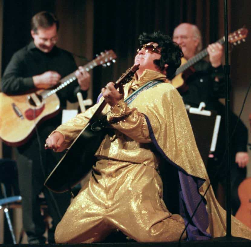 Coach Randy Allen performed an Elvis routine during the first 'HP Unplugged' music variety...