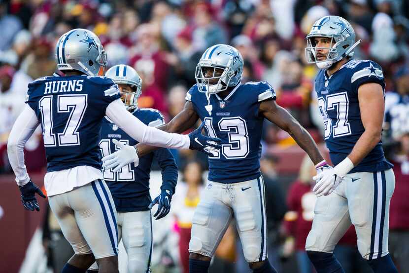 Dallas Cowboys wide receiver Michael Gallup (13) celebrates a touchdown during the second...