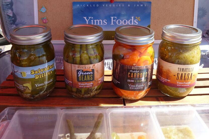 Yims Foods offered State Fair of Texas ribbon-winning pickled goods, dills to peach-habanero...