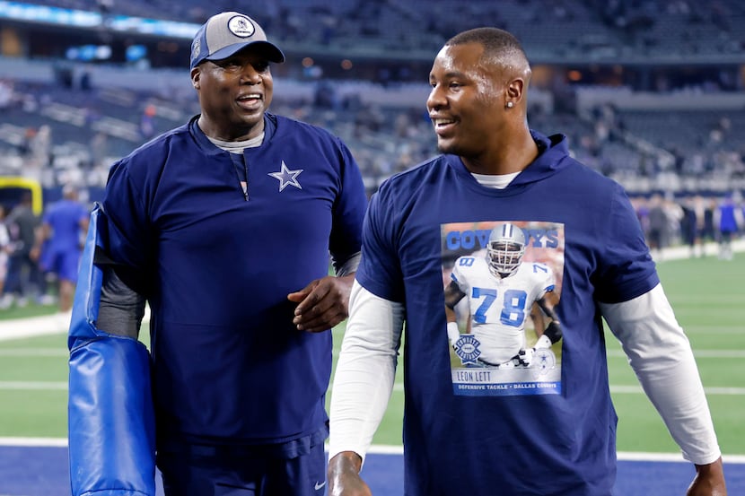 The defensive lineman wore Leon Lett shirts to honor the former player and current assistant...