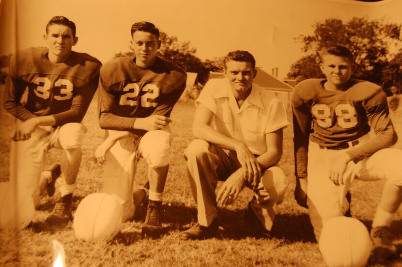  # 33 George Turner, # 22 Bob Cody,  Coach Wayne Pierce, # 88-  Don Meredith. Wayne Pierce...