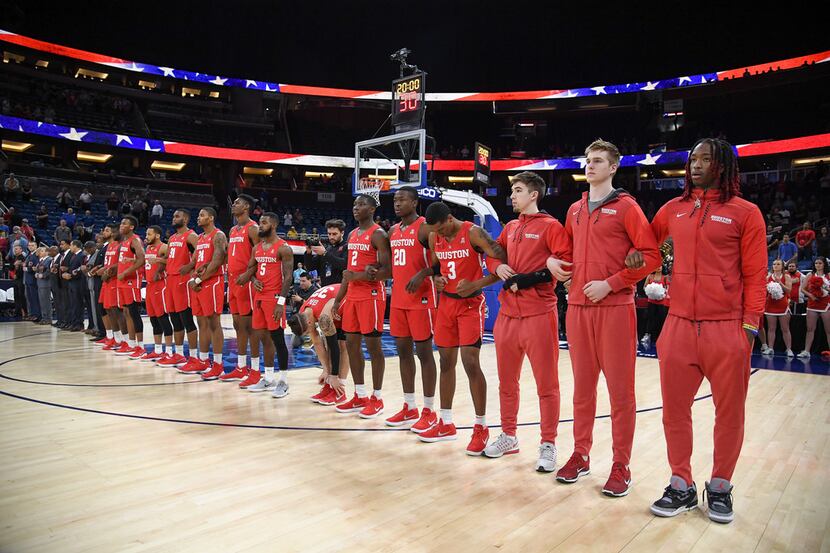 ORLANDO, FL - MARCH 11: Houston Cougars before the final game of the 2018 AAC Basketball...