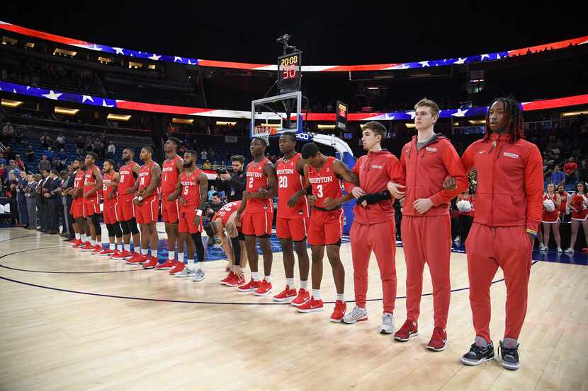 ORLANDO, FL - MARCH 11: Houston Cougars before the final game of the 2018 AAC Basketball...