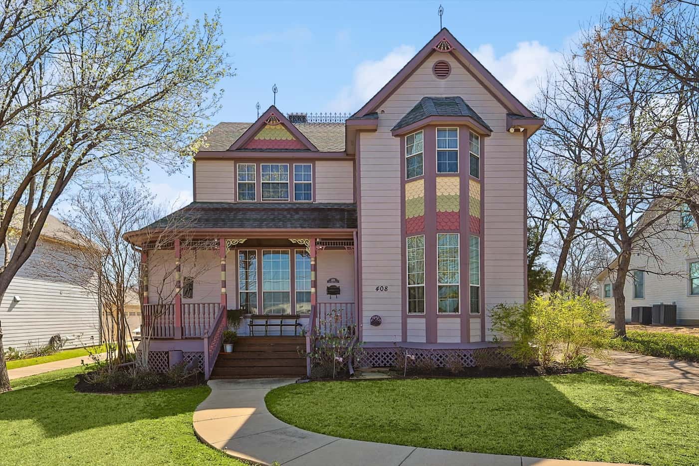 Though it looks like an authentic Victorian-era home, this Grapevine house was built in 2006.