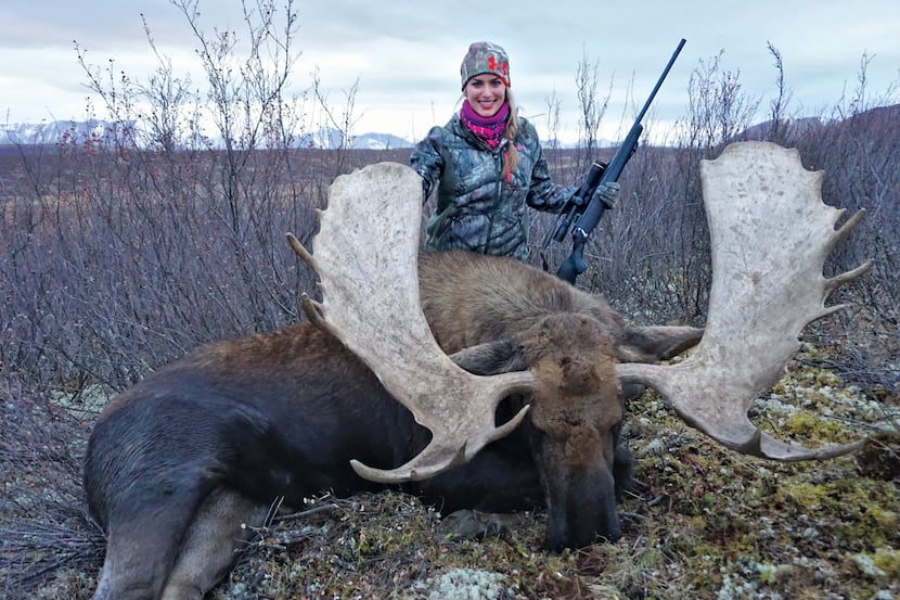 Eva Shockey's wedding guests dined on this 1,500-pound moose she killed.