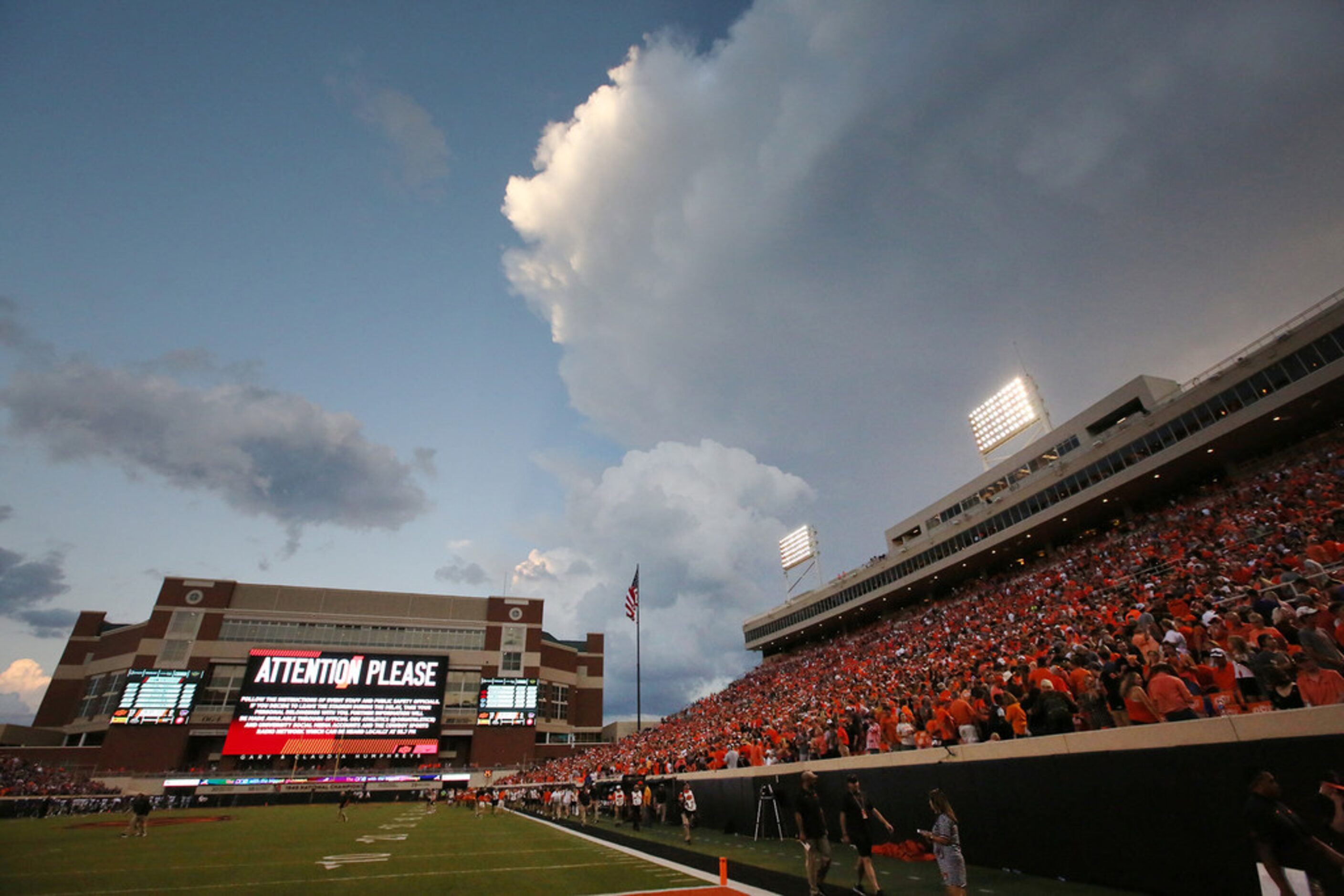 Play is suspended at the Oklahoma State, K-State game Saturday evening in the 2nd quarter...