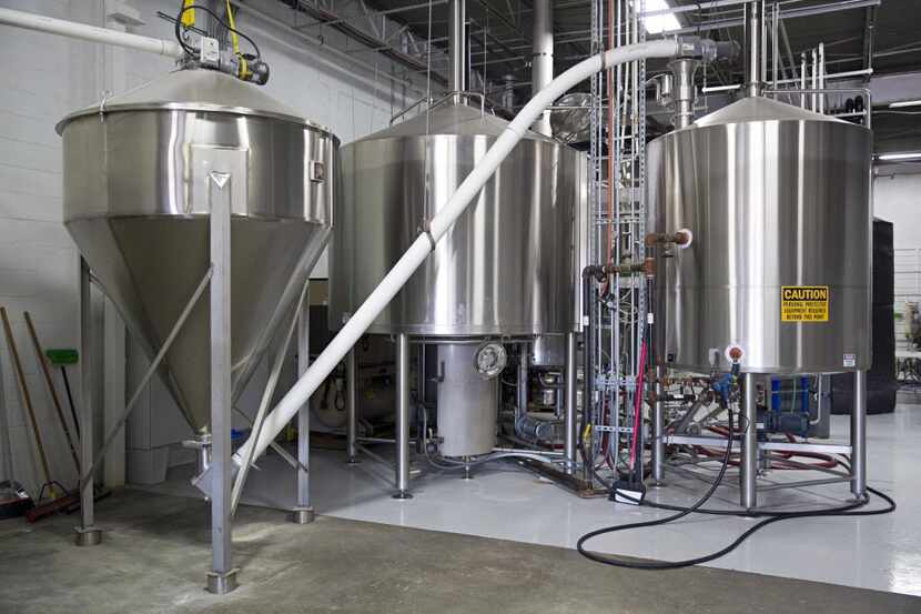 Large, stainless steel tanks at 3 Nations Brewing