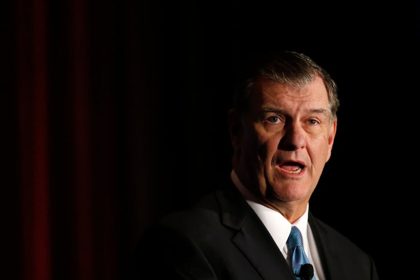 Dallas Mayor Mike Rawlings speaks during State of the City Luncheon at Omni Dallas Hotel in...