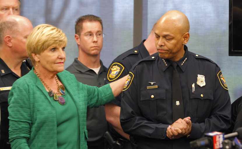 Fort Worth Mayor Betsy Price and Police Chief Joel Fitzgerald hold a press conference after...