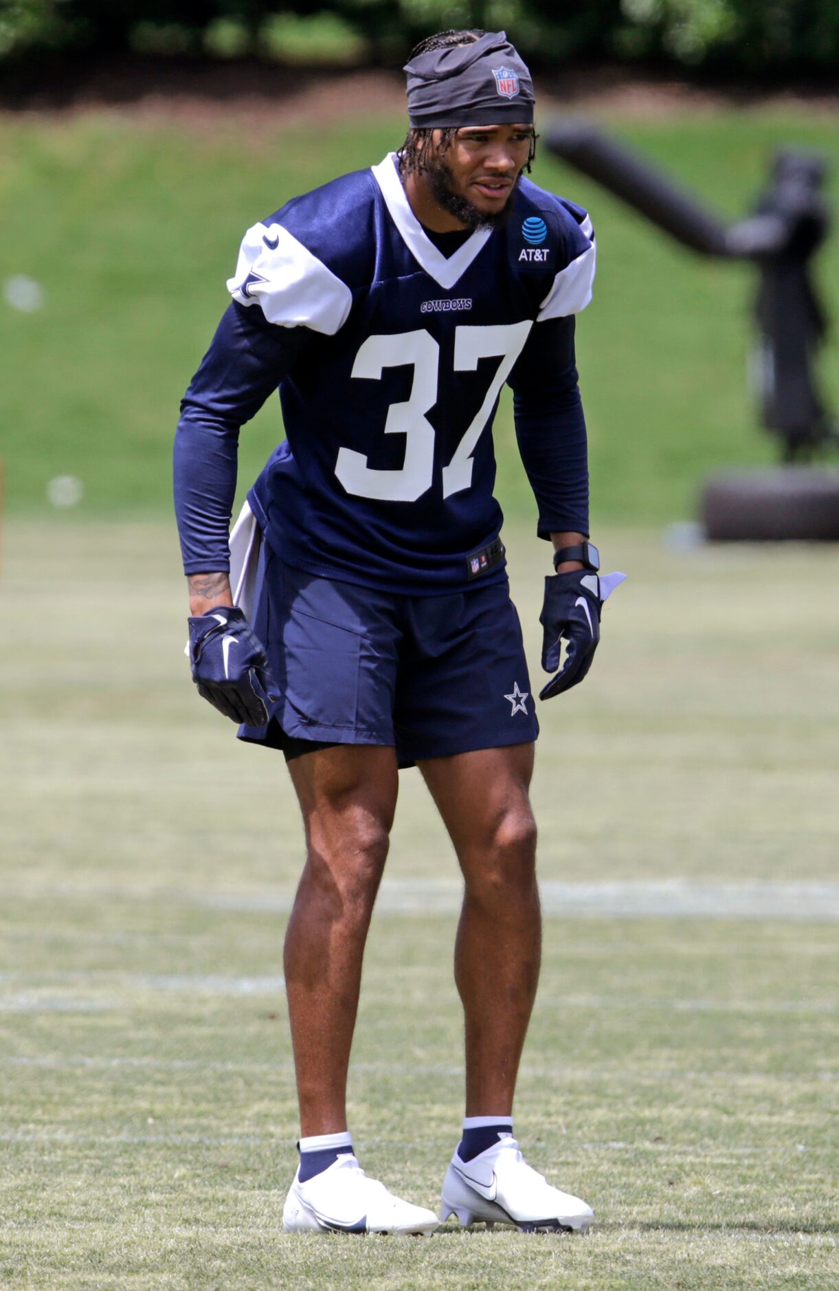 Cowboys rookie corner back Eric Scott (37) participates in a drill as the Dallas Cowboys...