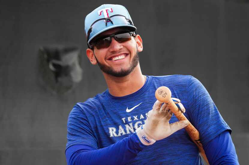 Texas Rangers minor league outfielder Anthony Gutierrez participates in a spring training...