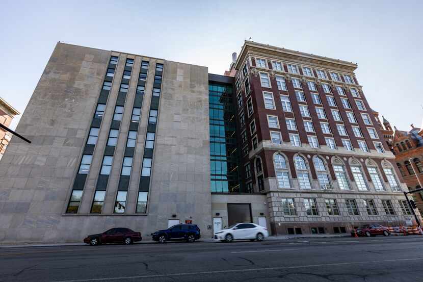 The west-facing side of the newly renovated Dallas County Records Building on Aug. 2, 2022.
