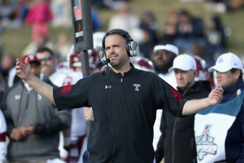 ANNAPOLIS, MD - DECEMBER 03: Head coach Matt Rhule of the Temple Owls reacts to a play in...