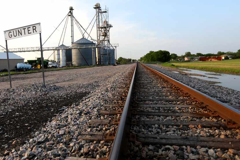 The railway tracks in Gunter, Texas, Thursday evening, April 18, 2024. BNSF has been...