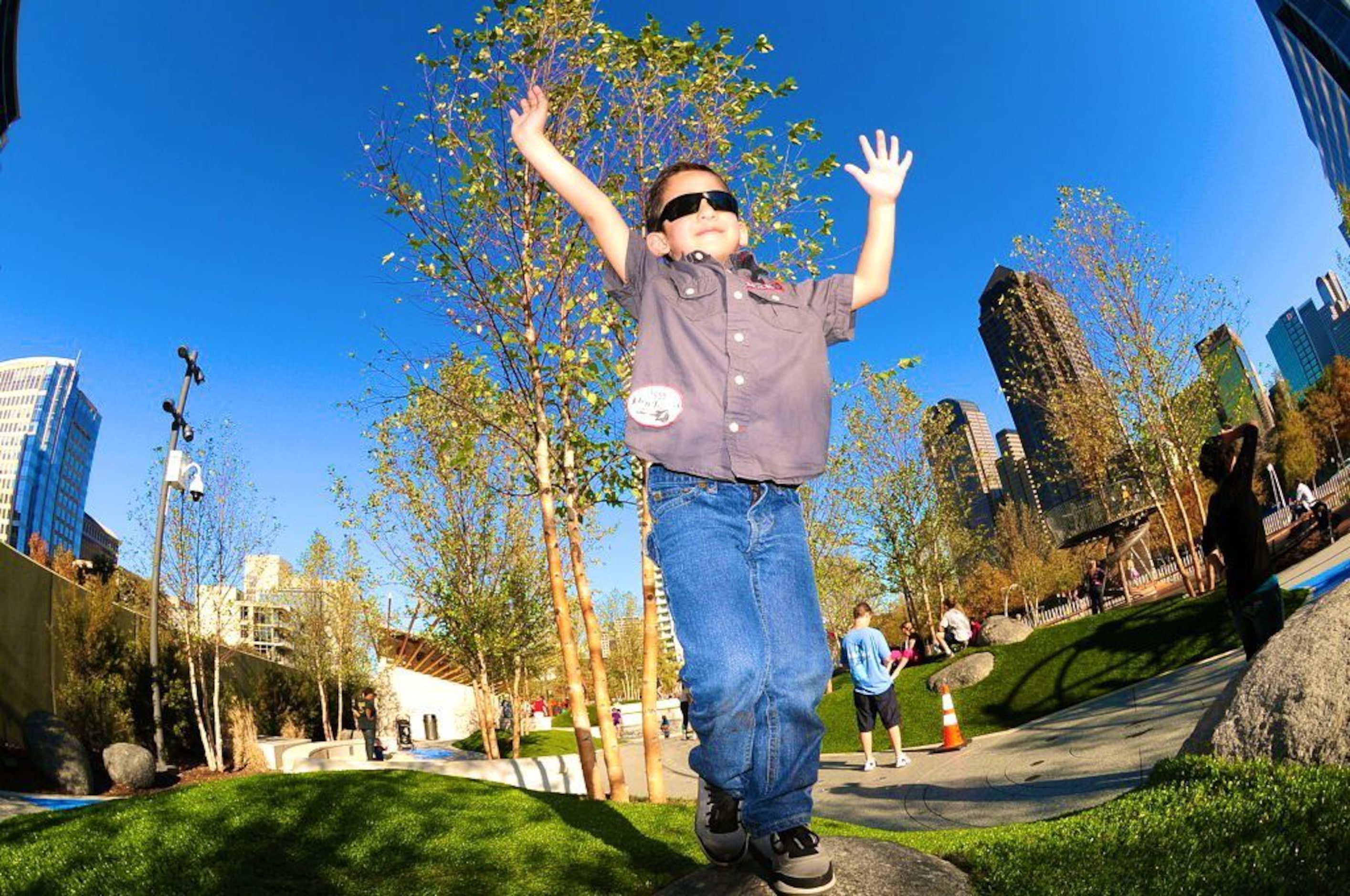 A first-time visit to Klyde Warren Park turns into "I Can Touch the Sky" by Fernando Fuentes. 