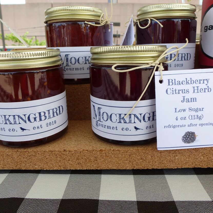 Stephanie Magilow's small-batch Mockingbird Gourmet Co. jams at St. Michael's Farmers Market...