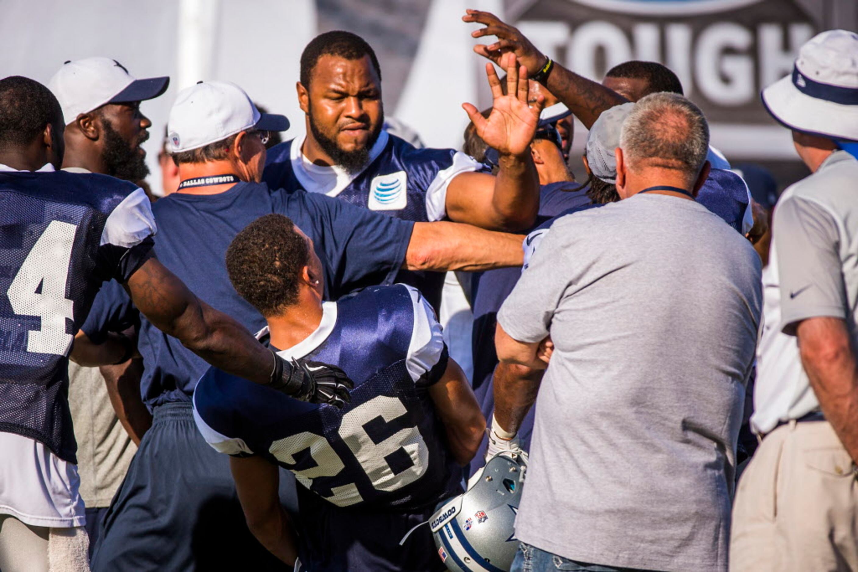 Dallas Cowboys No. 63 and 54 spark fight at training camp