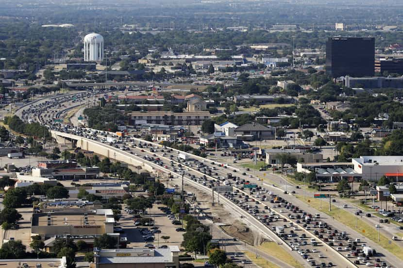 Traffic stacks up along Central Expressway looking north in Plano. (Vernon Bryant/Staff...