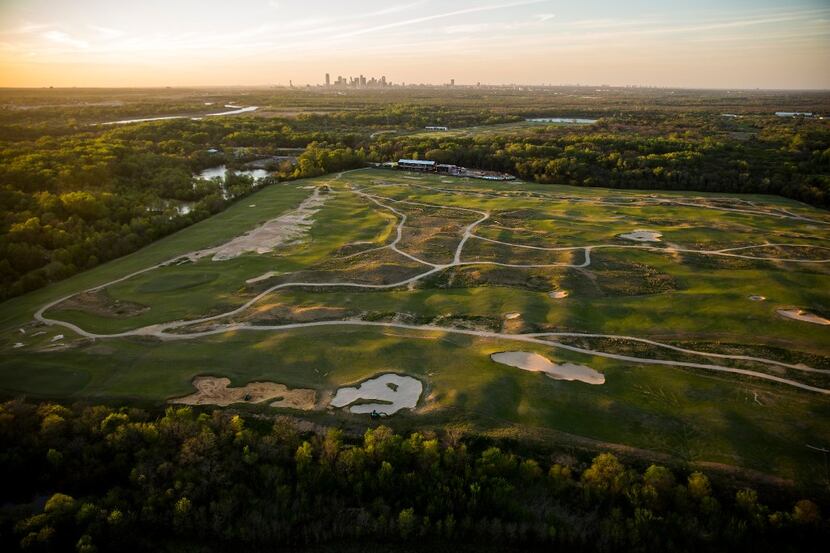 Late evening sunlight falls over the still under construction Trinity Forest Golf Club on...