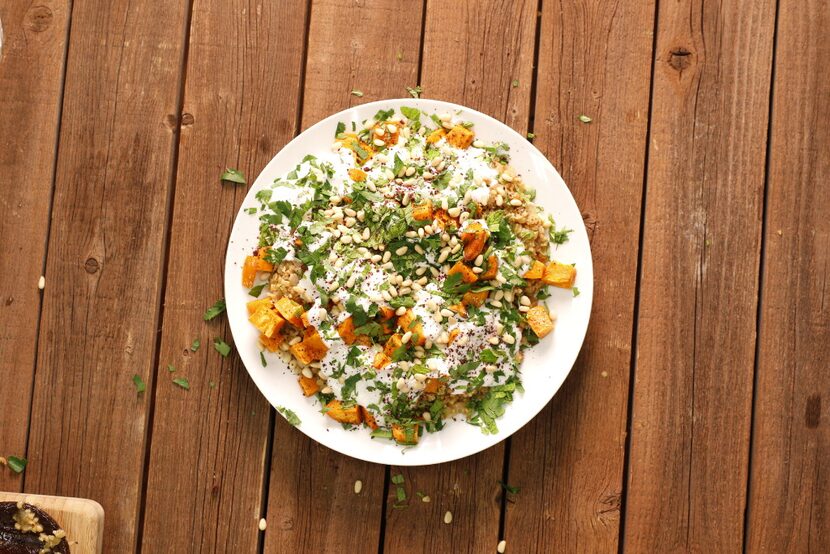 Freekeh Pilaf with Sweet Potatoes.