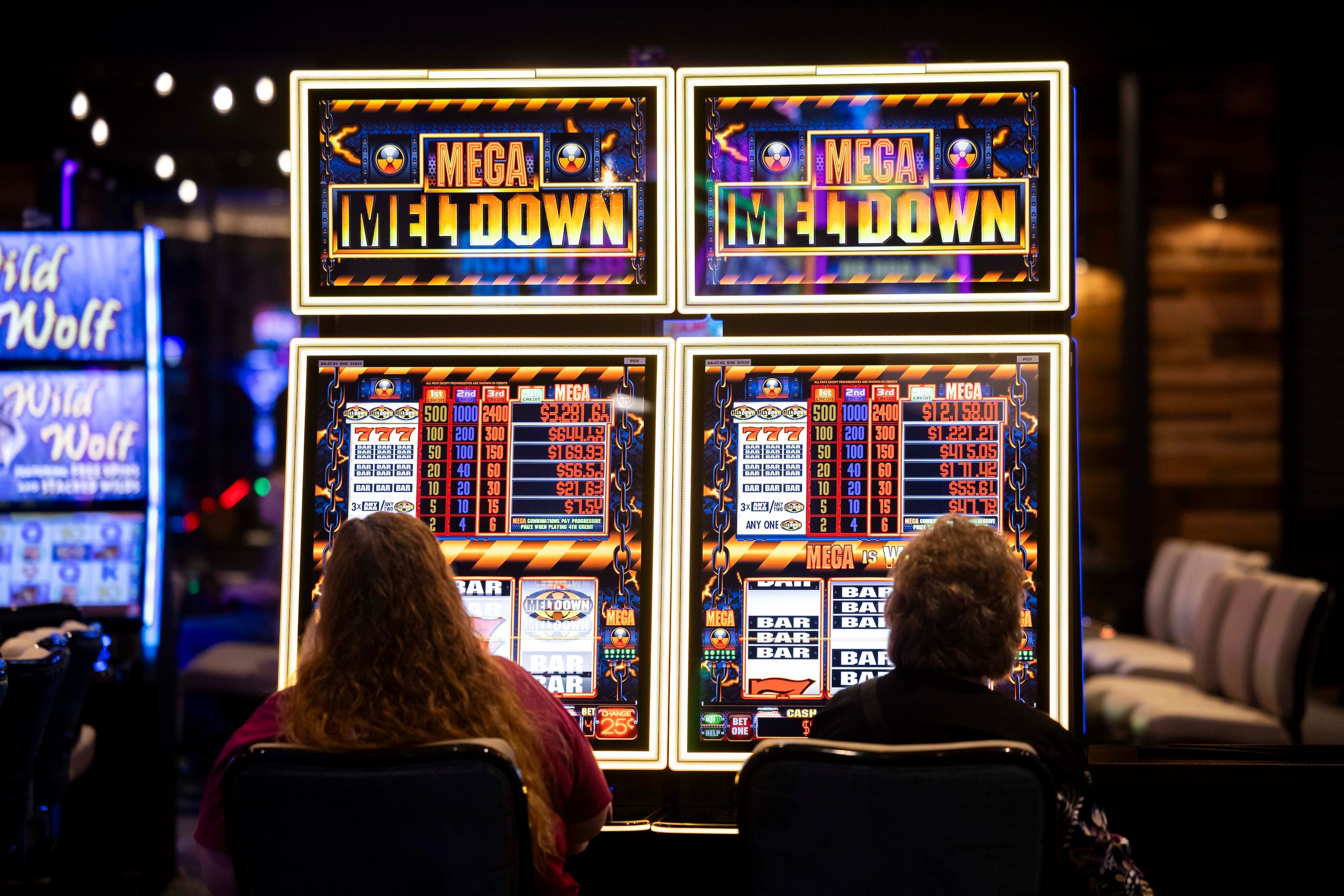 People play the slot machines at Choctaw Landing on Wednesday, April 24, 2024, in Hochatown....