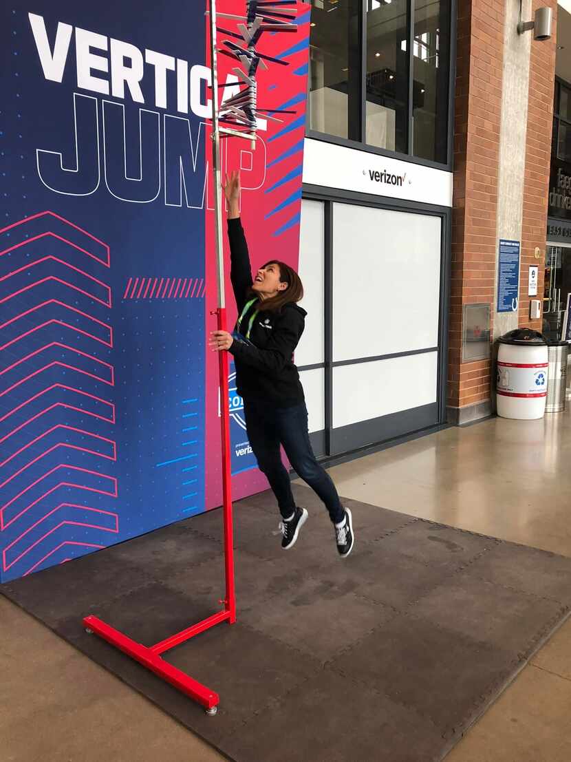 Marissa Solis took her best shot at the vertical jump during the NFL's pre-draft combine in...