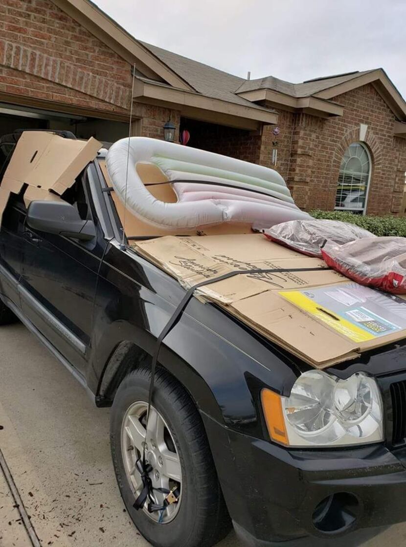 Jessica Pennell, of Anna, used a mix of household items to protect her car from damaging hail.