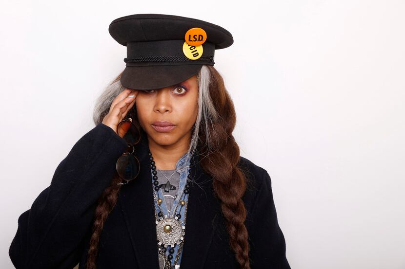 FILE - In this Jan. 25, 2016 file photo, musician and Actress Erykah Badu poses for a...