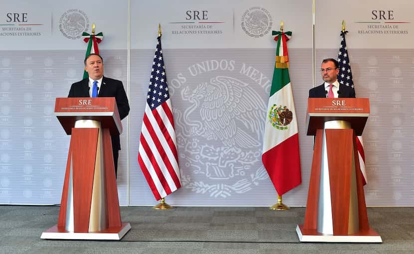 U.S. Secretary of State Mike Pompeo (left) and Mexico's Foreign Minister Luis Videgaray...