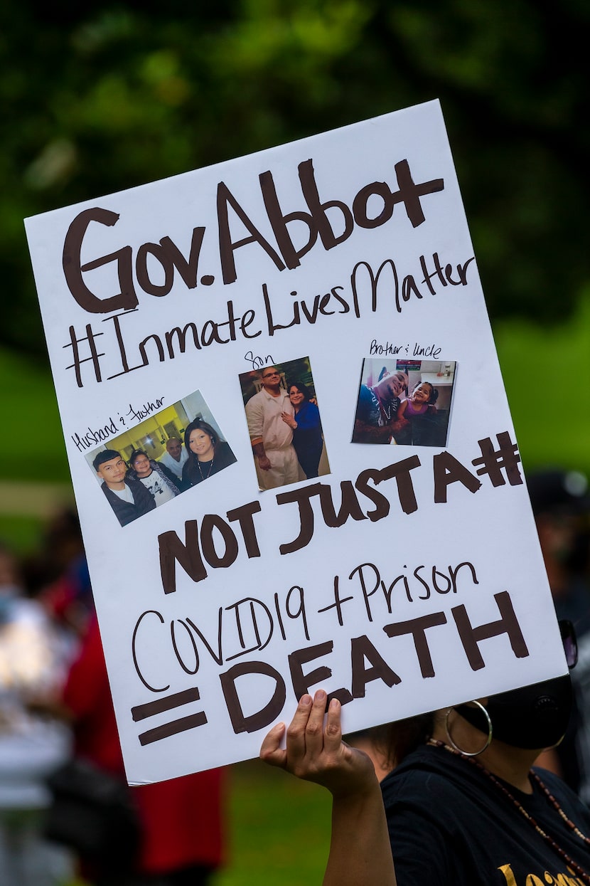 Family members of people incarcerated in Texas prisons held a rally outside of the...