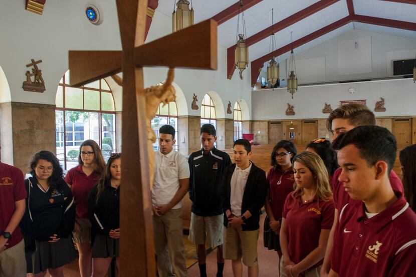 Students of Bishop Alemany High School in Los Angeles offered prayers for Dallas Senior Cpl....