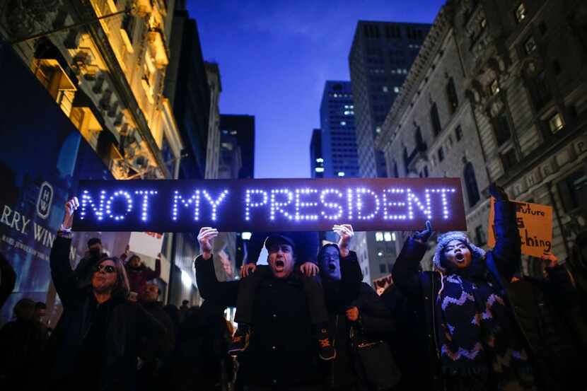 AFP PICTURES OF THE YEAR 2016
Demonstrators protest against US President-elect Donald Trump...
