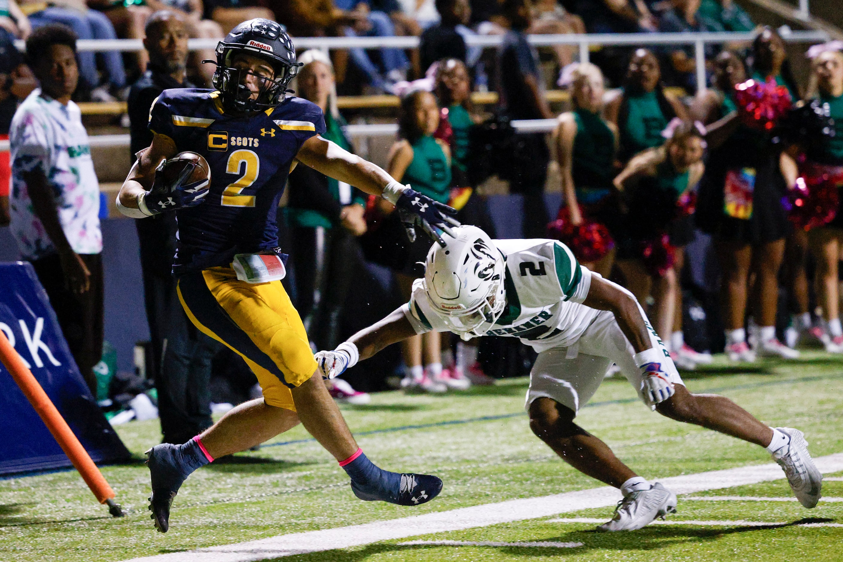 Richardson Berkner defensive back Kavion Grady (2) tackles Highland Park running back Wilson...