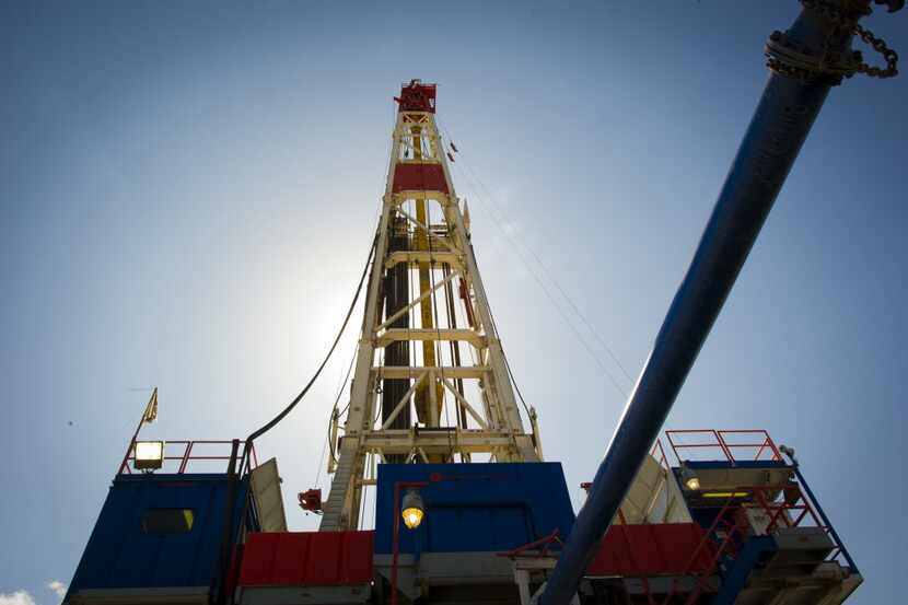 A Consol Energy Horizontal Gas Drilling Rig explores the Marcellus Shale outside the town of...