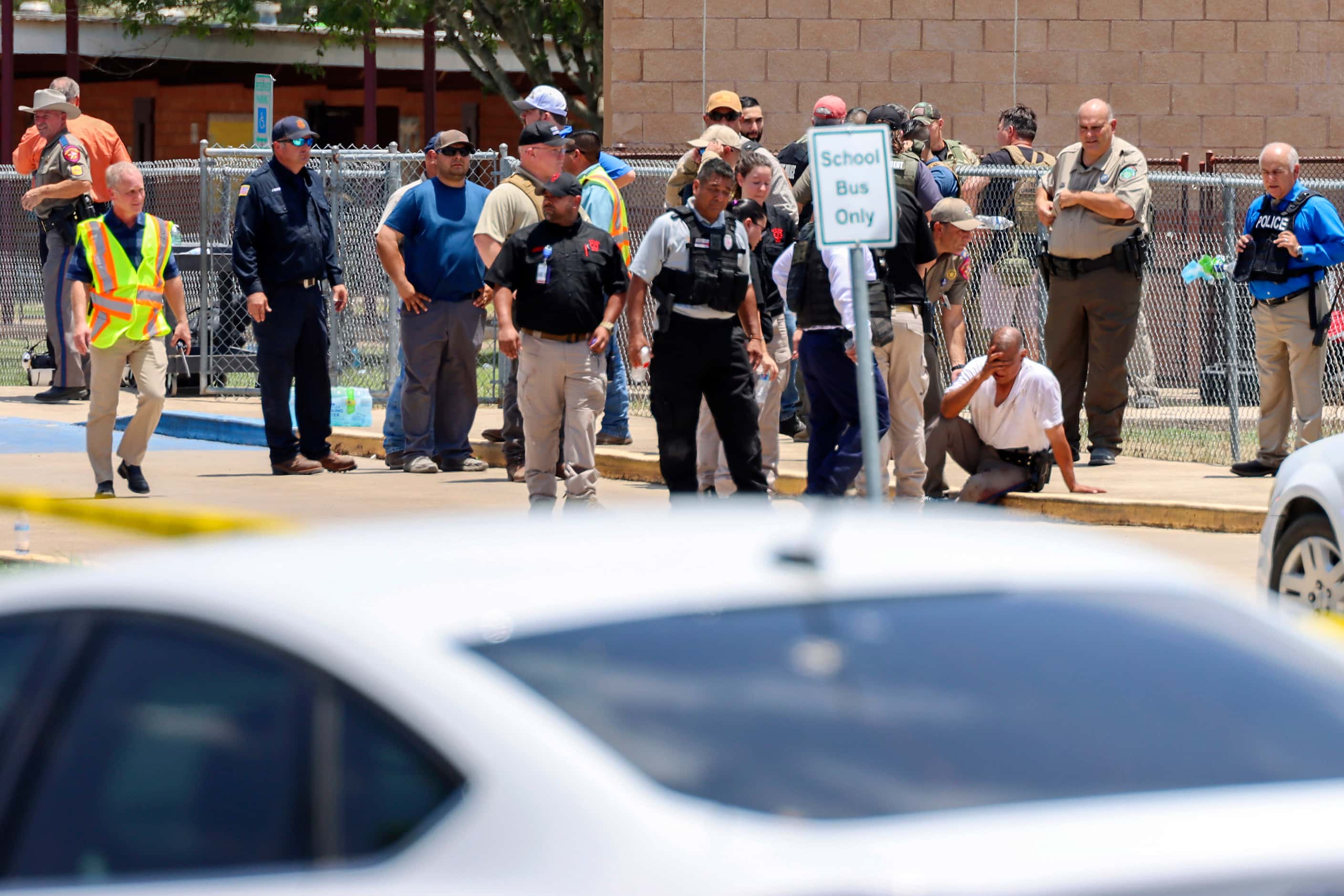 Law enforcement officers are seen in a photo by Pete Luna, General manager, Uvalde...