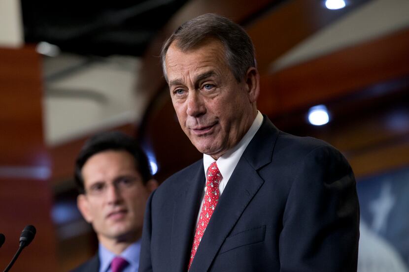 Speaker of the House John Boehner, R-Ohio, joined by House Majority Leader Eric Cantor,...