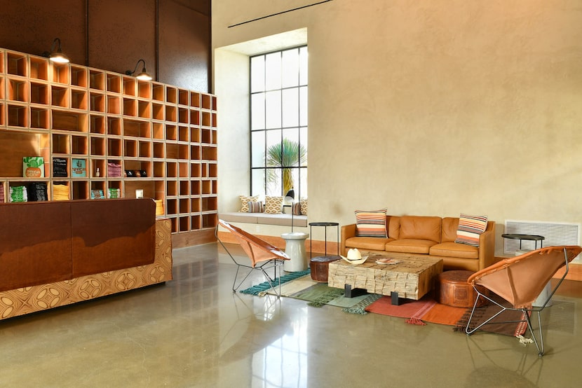 Texican Court's lobby has warm, earthy tones.