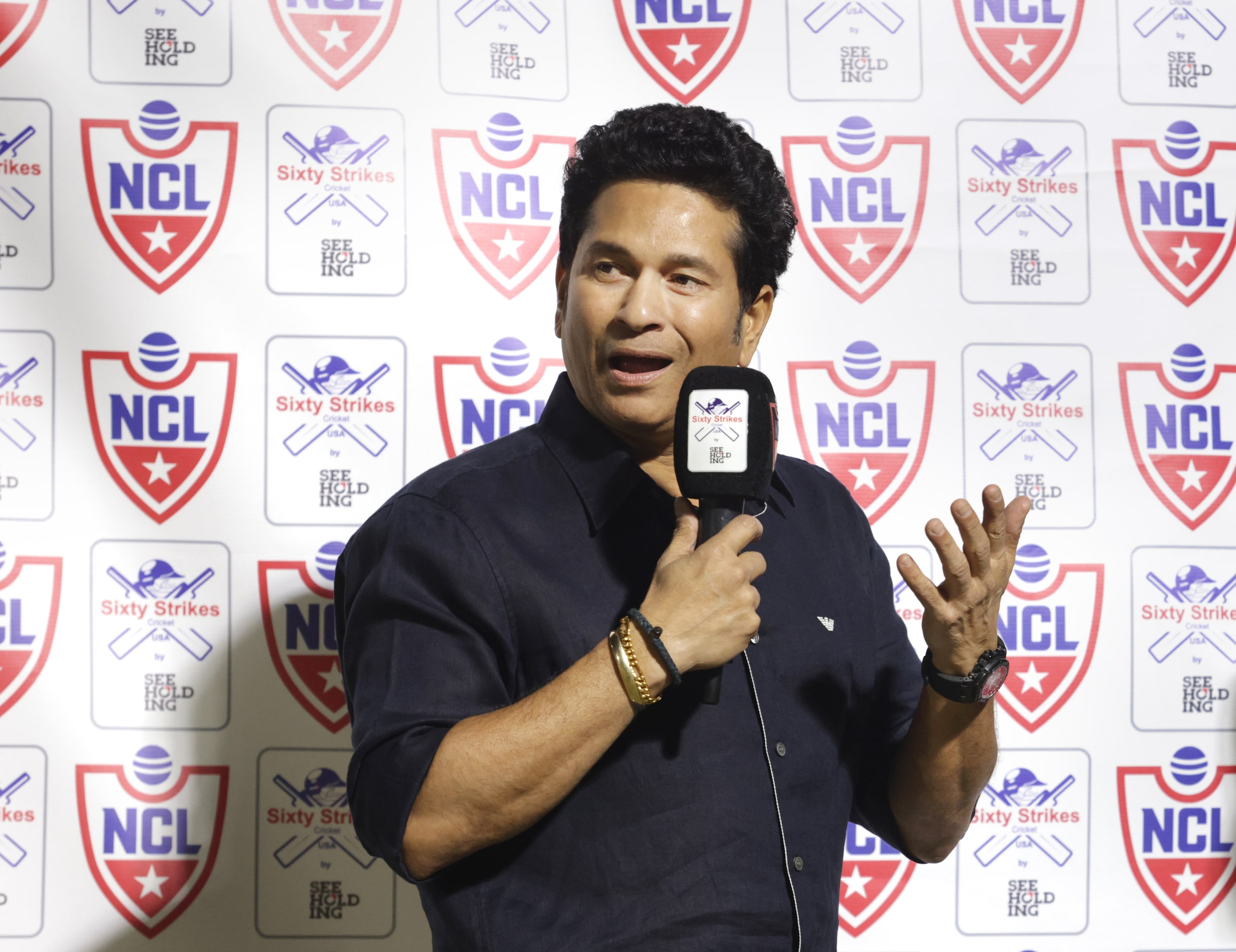 Sachin Tendulkar speaks after The Chicago Cricket Club won the NCL cricket tournament finale...