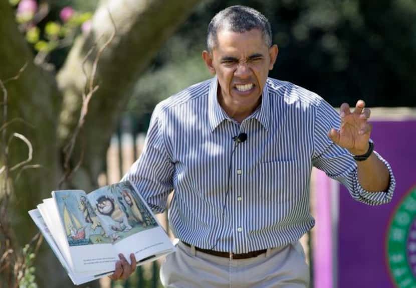Storyteller in chief:  President Barack Obama got into the spirit as he read  Where the Wild...