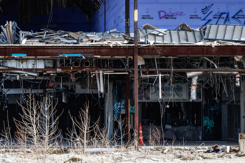 Remnants of buildings at the former Valley View Center in Dallas on Thursday.