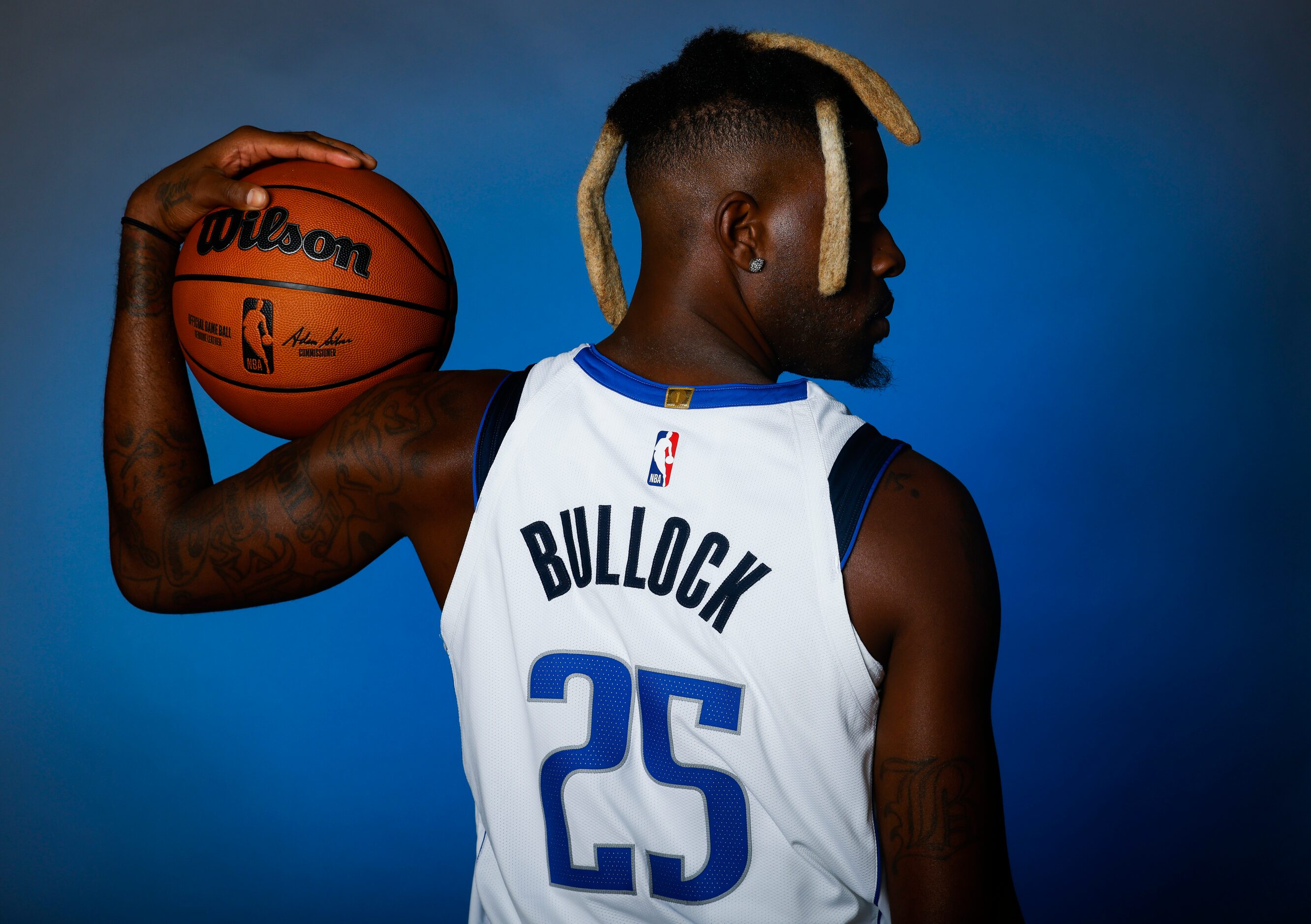 Dallas Mavericks’ Reggie Bullock is photographed during the media day at American Airlines...