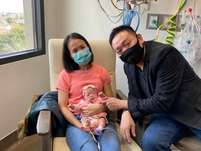 Paris Nguyen, who was the smallest baby ever born at Medical City Arlington, is with her...